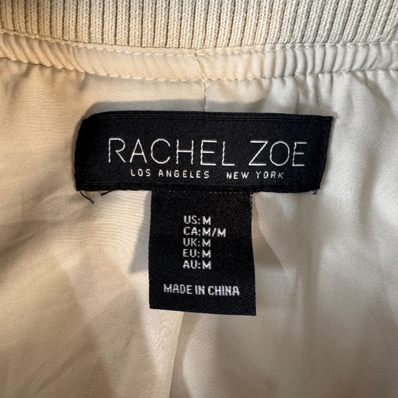 Rachel Zoe Beige Bomber Jacket Size Medium - Picture 2 of 4